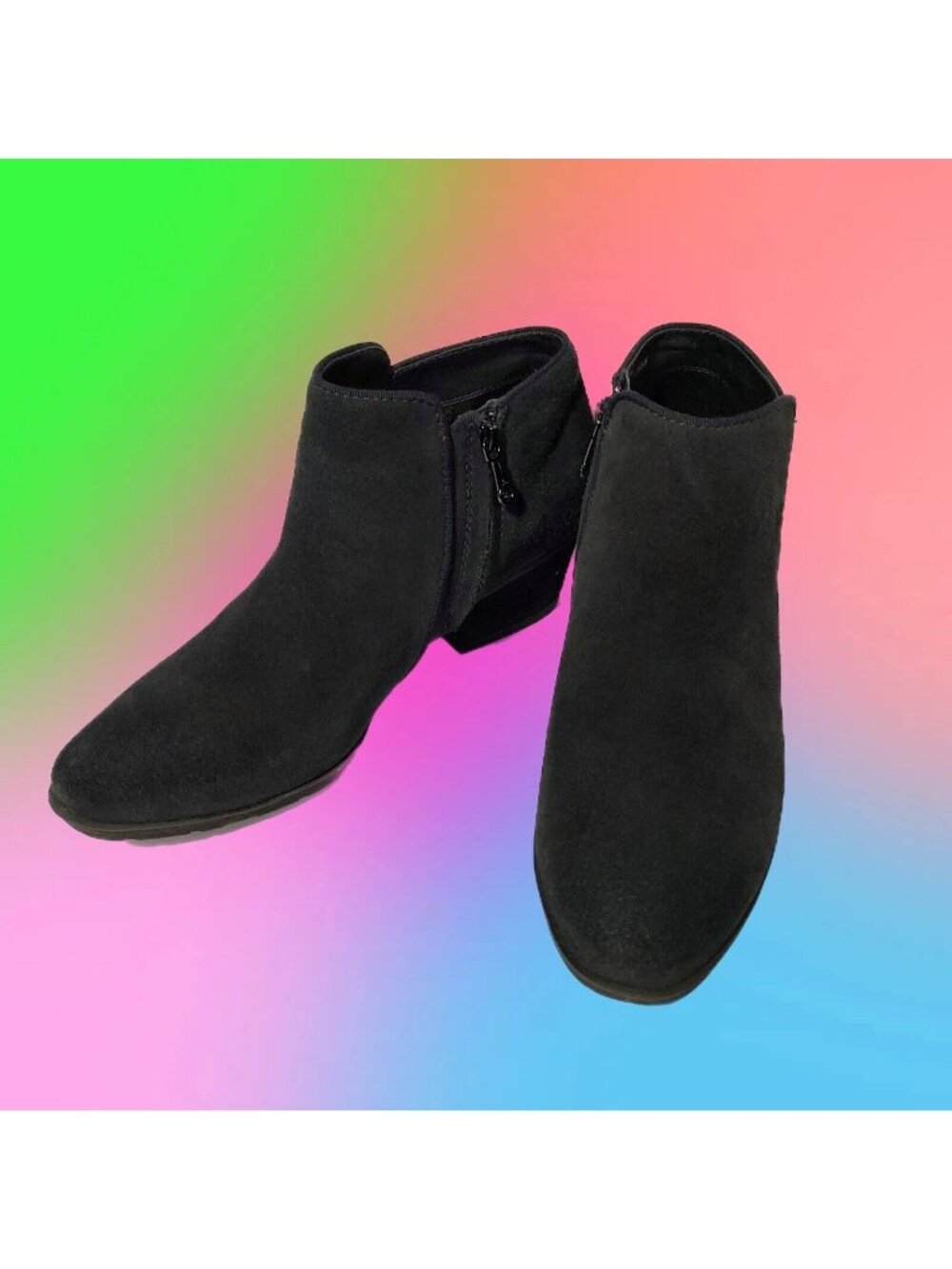 Blondo Black Suede Booties Waterproof Side Zip Ankle Hight  Size 7